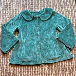 Kate Quinn green velour bell sleeve swing coat